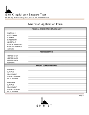 Madrasah Application Form