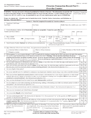 Pa Firearm Transacton Record Omb 1140 0020 Square 32  Form