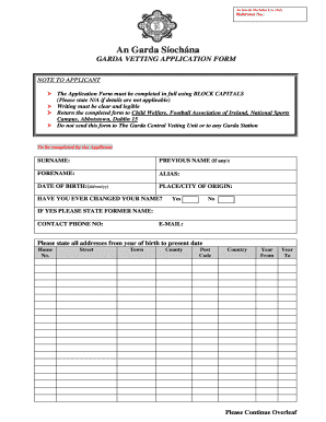 Ie Garda Vetting Application  Form