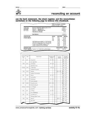 Reconciling an Account Worksheet  Form