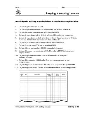 Keeping a Running Balance  Form