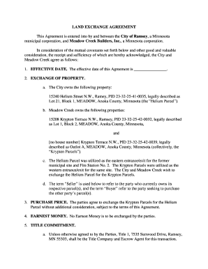 Land Swap Agreement Template  Form