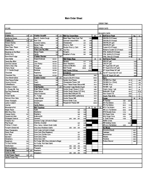 Farr Ice Cream Order Form