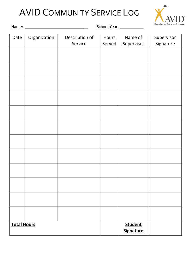 Avid Community Service  Form