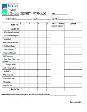 Security Patrol Log Template  Form