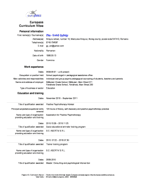 Europass Cv  Form