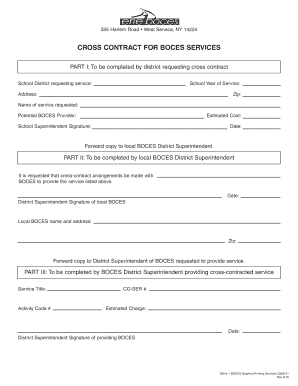 CROSS CONTRACT for BOCES SERVICES Erie 1 Boces E1b  Form