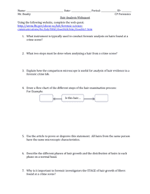 Webquest Hair Analysis Answers  Form