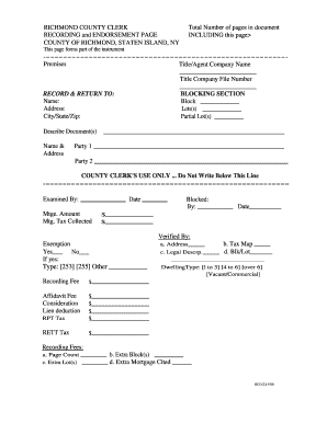 County Clerk Staten Island  Form