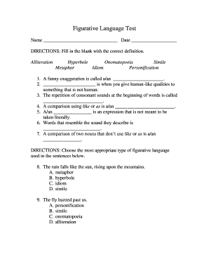 Figurative Language Test PDF  Form