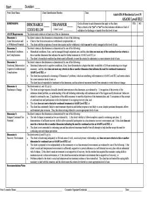 Adult 65D 30 Residential Level IV ASAM Level IIII DIMENSIONS Intranet Spbh  Form