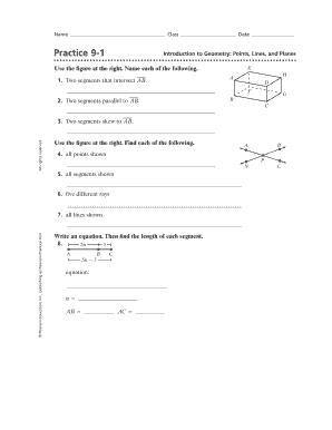 Practice 9 1 Introduction to Geometry Points Lines and Planes PDF  Form