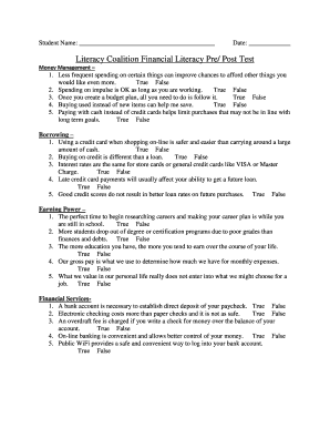 Financial Literacy Post Test  Form