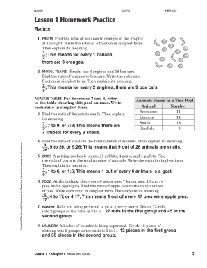 Lesson 2 Homework Practice Ratios  Form