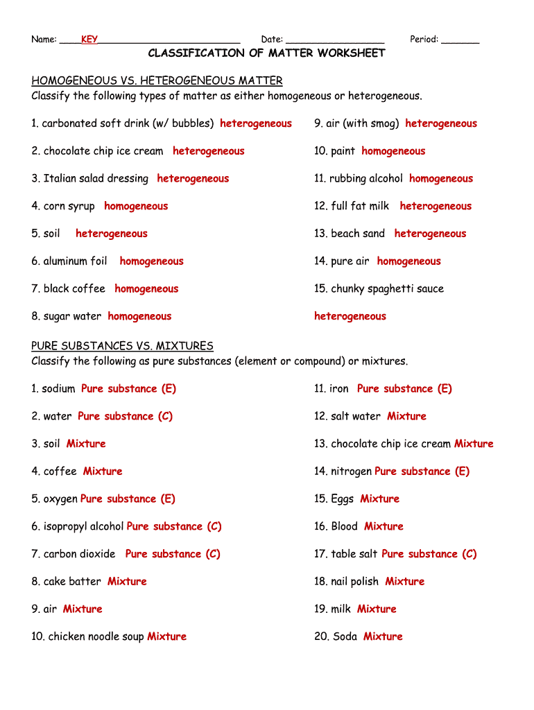 Phases Of Matter Worksheet Answers Pdf