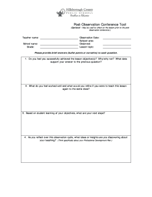 Sample Post Observation Conference  Form
