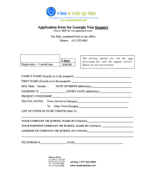 Georgia Visa Application Form PDF