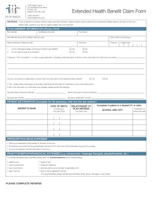 Otip Extended Health Claim Form