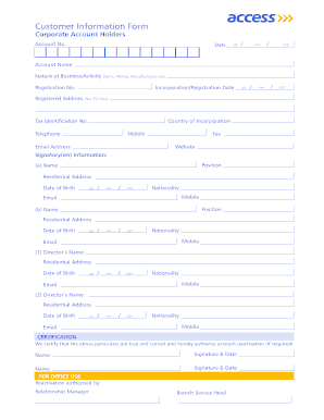 Access Bank Form a Application