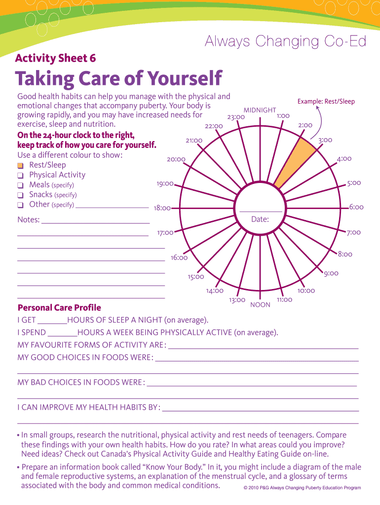 Printable Blank Wellness Wheel  Form