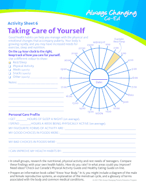 Activity Sheet 6 Taking Care of Yourself Phecanadaca  Form