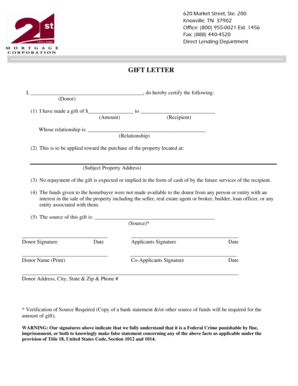 21st Mortgage Mortgage Receipt  Form