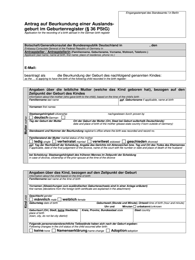  Formular Geburtsanzeige Mit 334bersetzungdoc  Germany 2013