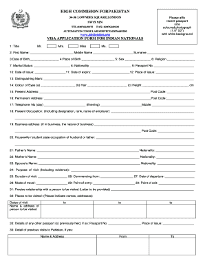 Visa Application Form for Indian National Phclondon
