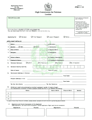 Application Form High Commission for Pakistan London Phclondon
