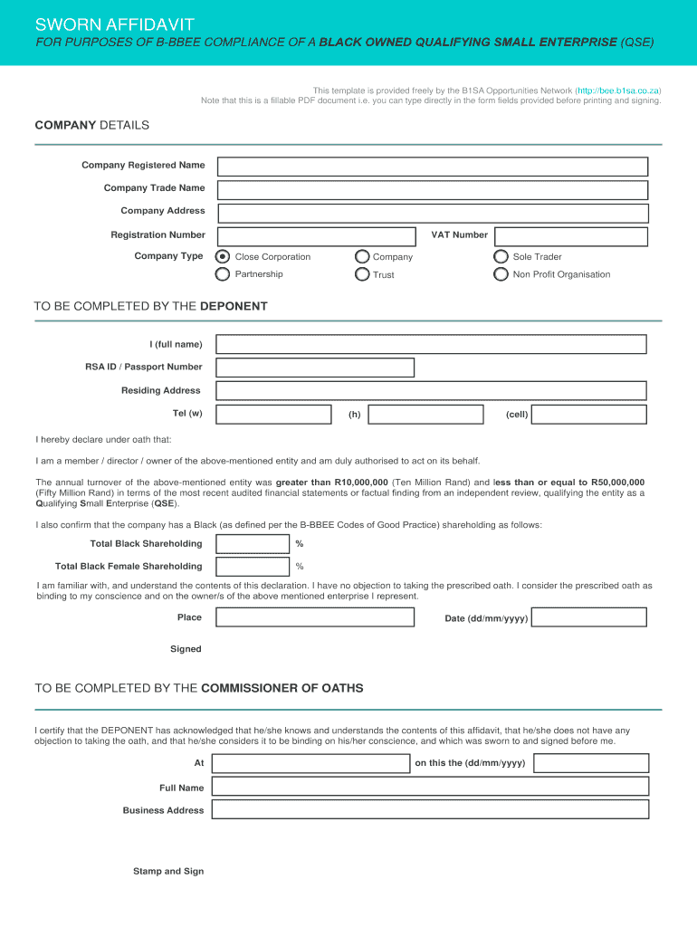 How to Create Bbbee Affidavit Certificate  Form