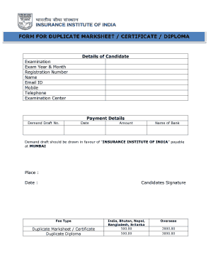 Diploma Marksheet Format