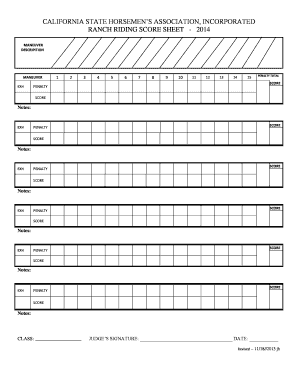 Ranch Riding Score Sheet  Form