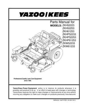 Yazoo Kees Parts Manual  Form