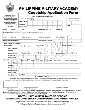 Pma Application Form