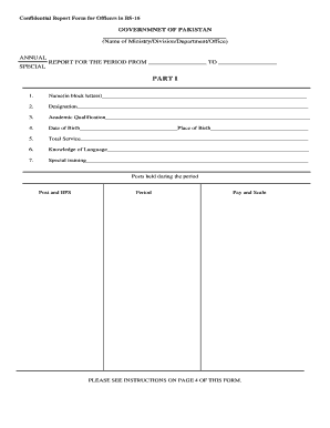 Pakistan Confidential Report  Form