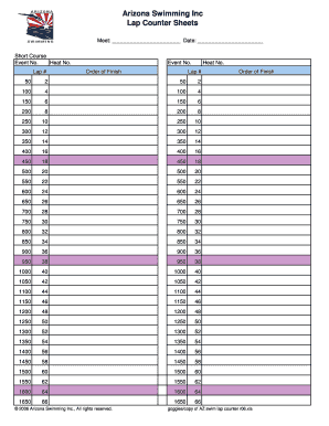 Swim a Thon Lap Counter Sheet  Form