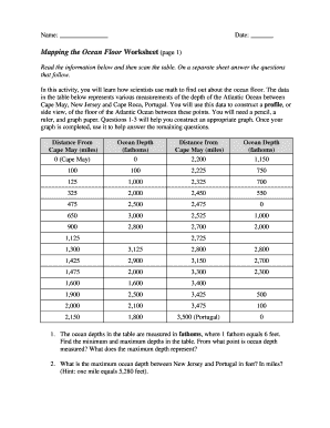 Mapping the Ocean Floor Lab Answer Key  Form