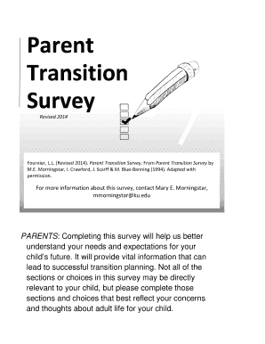 Parent Transition Survey  Form