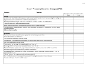 Sensory Processing Intervention Strategies SPS3 Opsbus  Form