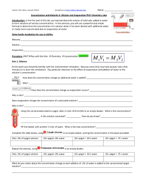 Molarity Phet Lab Answer Key  Form