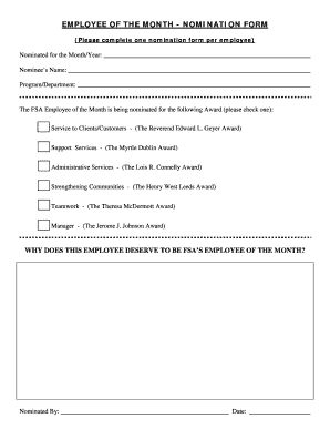 Employee of the Month Criteria Checklist Form