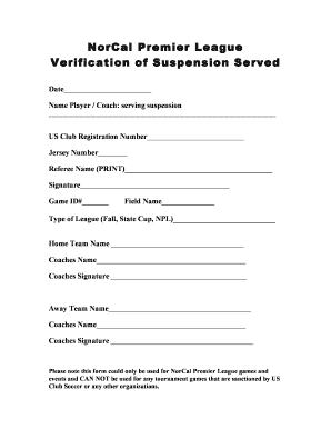 Norcal Suspension Form