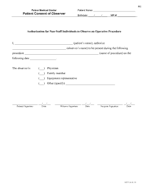 Patient Consent for Observer  Form