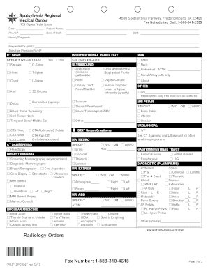 Order Forms Spotsylvania Regional Medical Center