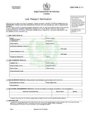 05 09 Lost Passport Notification Form Phclondon