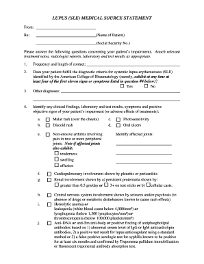 Lupus SLE Medical Source Statement JamesDisabilityLawcom  Form