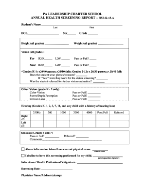 Health Screening Report Sample  Form