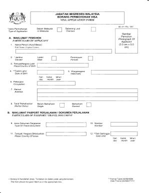 Borang Permohonan Visa Malaysia  Form