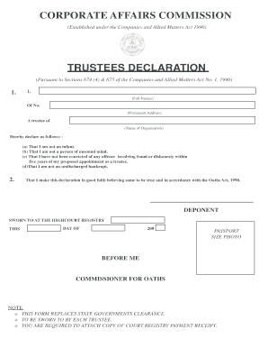 Trustee Declaration Form Cac