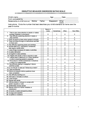 Disruptive Behavior Rating Scale  Form